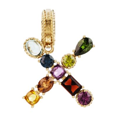 Dolce & Gabbana Rainbow Alphabet X 18kt Yellow Gold Multi-stone Pendant In Gold