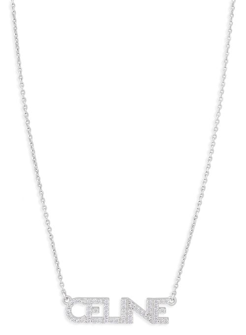 CELINE Necklace in brass with rhodium finish and crystals