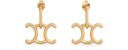CELINE Triomphe Lock in brass earrings with gold finish