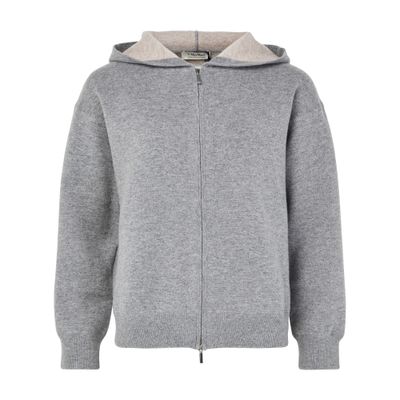S Max Mara Zippered Cardigan With Hood In Grey