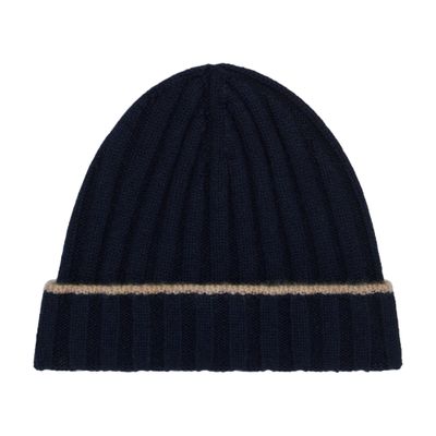 Brunello Cucinelli Ribbed-knit Cashmere Beanie In Blue