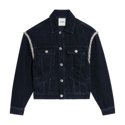 Veste en jean oversize strassée