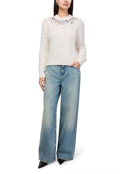 MCQUEEN Round neck sweater with crystal embroidery