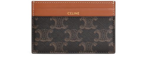 CELINE Medium card holder in Triomphe canvas and calfskin