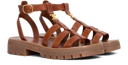 CELINE Clea Triomphe gladiator chunky calfskin sandals - vegetal tanning
