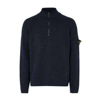 Stone Island Polo Collar Sweater In Blue