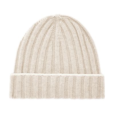 Brunello Cucinelli Cashmere Rib Knit Beanie In Brown