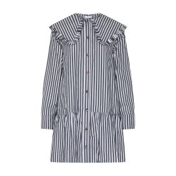 Women's Stripe cotton big collar mini shirt dress | GANNI | 24S