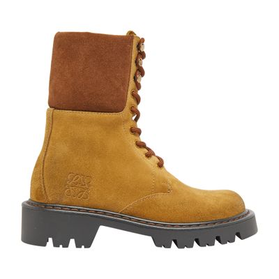 Loewe Sierra Suede Combat Boots In Brown