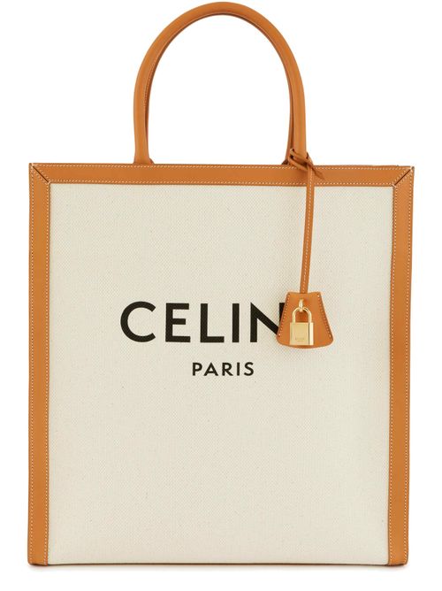 Mini Vertical Cabas in Triomphe Canvas and calfskin with Celine print