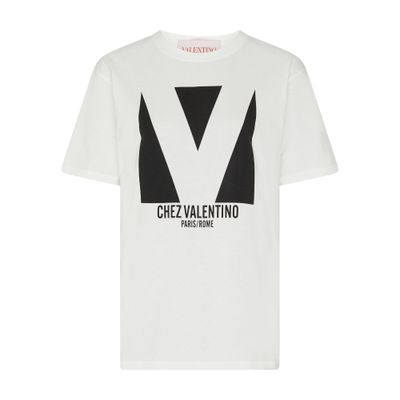 Valentino Womens Brand-print Rhinestone-embellishment Cotton-jersey T-shirt Avorio Nero In White