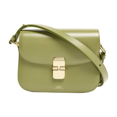 Apc A.p.c. Grace Logo Printed Small Shoulder Bag In Green