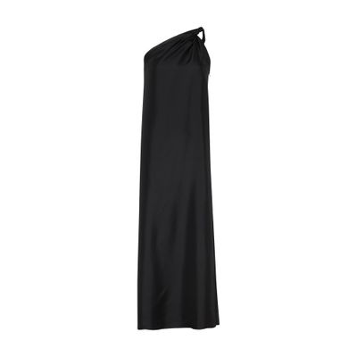 Loulou Studio One-shoulder Twisted Silk Midi Dress In Black
