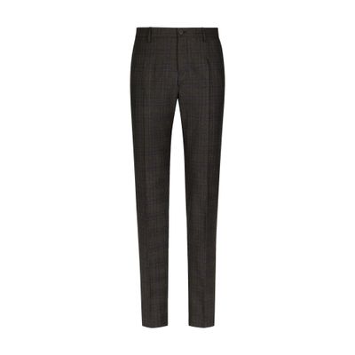 Dolce & Gabbana Tailored Woolen Trousers Check Pattern In Brown