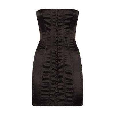 Dolce & Gabbana Strapless Satin Minidress In Black