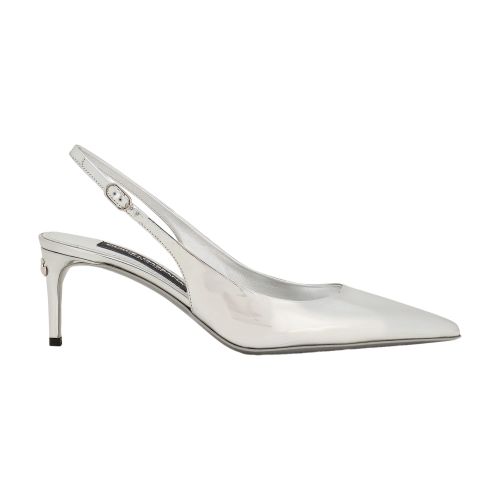 Dolce & Gabbana Calfskin Slingbacks In Silver