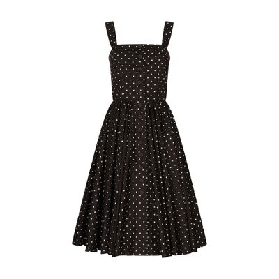 Dolce & Gabbana Dg Polka Dot Sleeveless Button-front Cotton Popeline Midi Sundress In Black