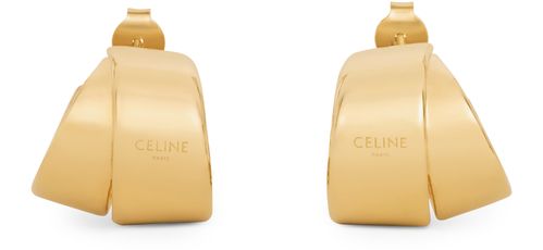 CELINE Ribbon hoops in brass with gold finish