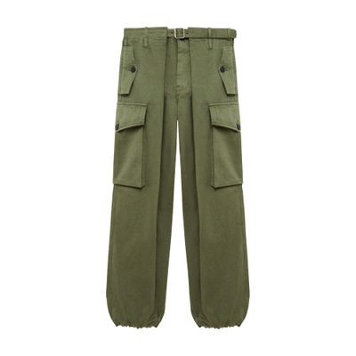 Loewe Cotton Cargo Pants In Green