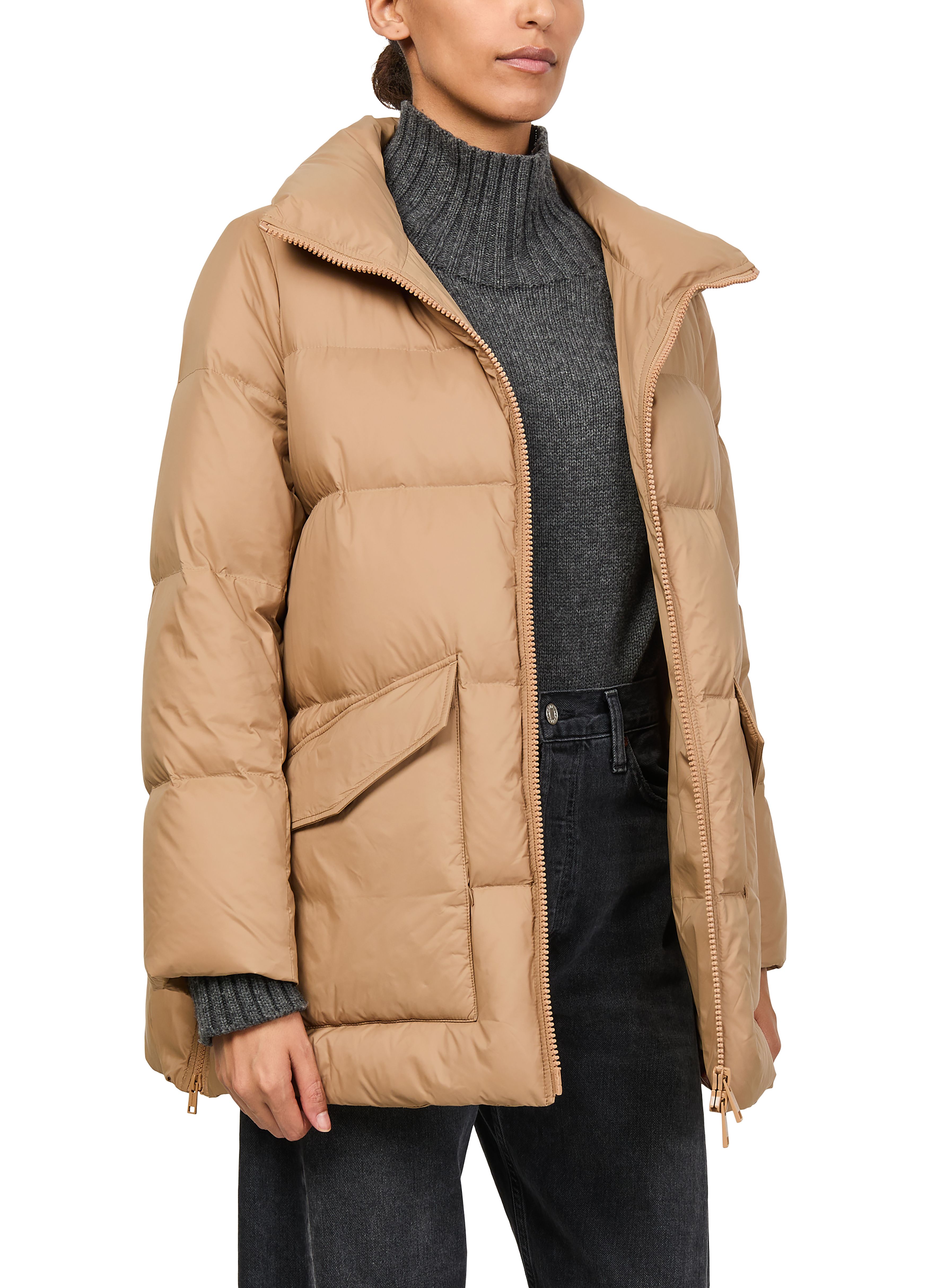 Puffer jacket with a sheepskin hood thumbnail 6