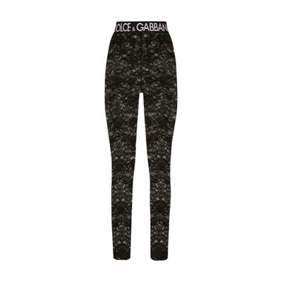 Shop Dolce & Gabbana Lace Leggings In Black