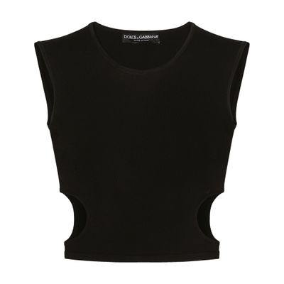 Dolce & Gabbana Viscose Top With Cut-out Sides In Black