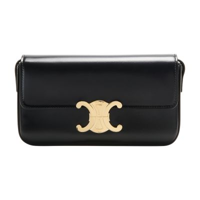 celine triomphe shoulder bag in shiny calfskin black