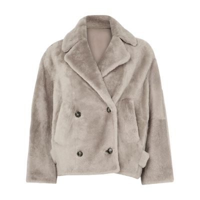 Yves Salomon Sheepskin Jacket In Gray