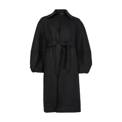 Harris Wharf London Puff-sleeved Coat In Pressed Wool In Black