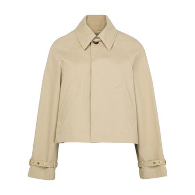 Ami Alexandre Mattiussi Beige Trench Coat With Classic Collar And Front Concealed Button Closure In Cotton Woman In Beige