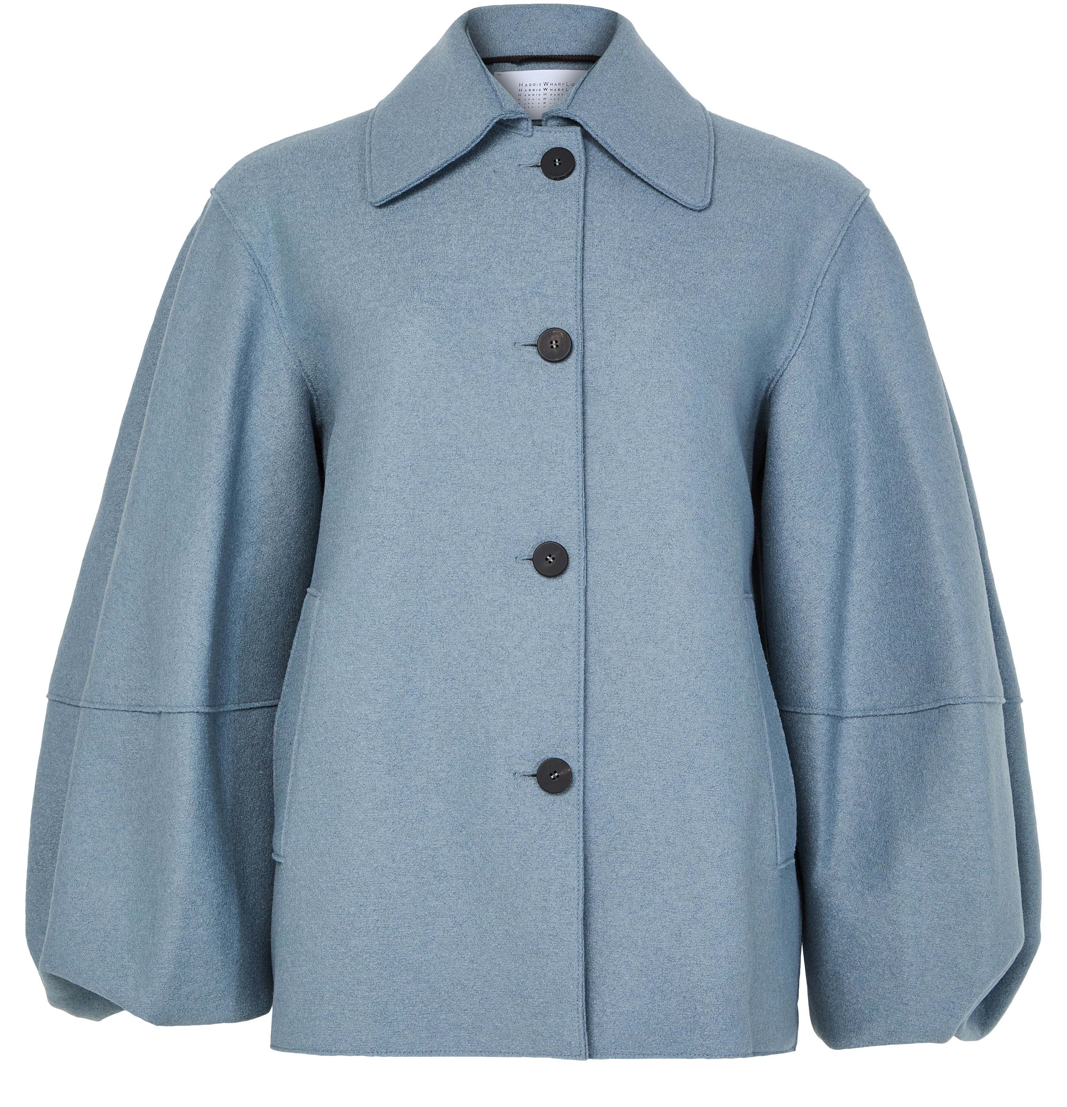 Harris Wharf London Women's Grey Puff-Sleeved Jacket In Pressed Wool