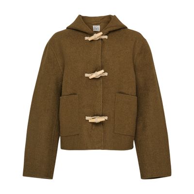 Totême + Net Sustain Hooded Wool-blend Felt Jacket In Olive