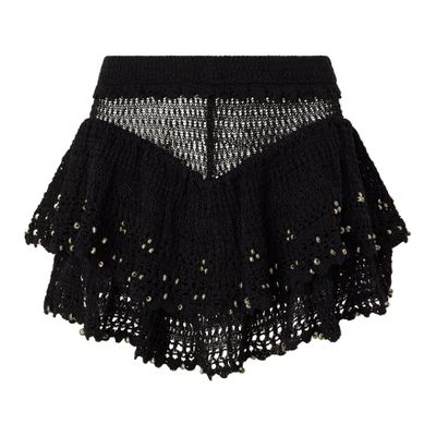Isabel Marant Metuanie Crocheted Embellished Cotton-blend Shorts In Black