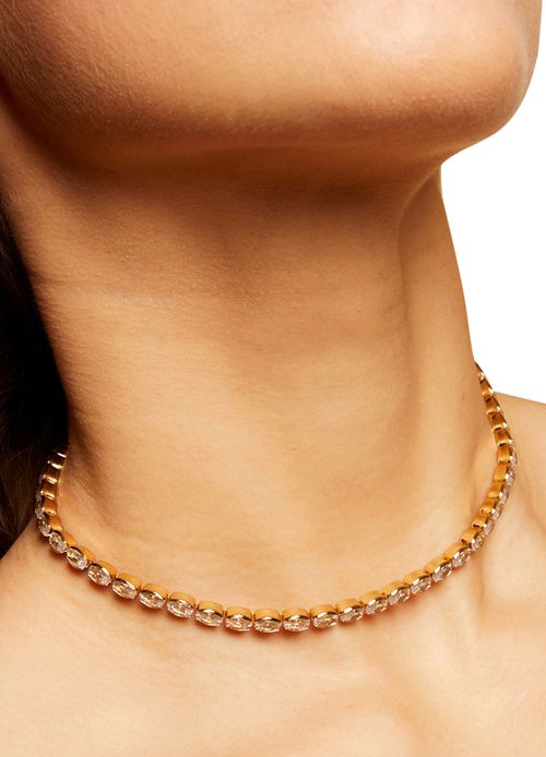 GAS Bijoux Marre Long Crystal Chain Necklace in Gold