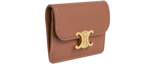 CELINE Card holder with flap triomphe in shiny calfskin