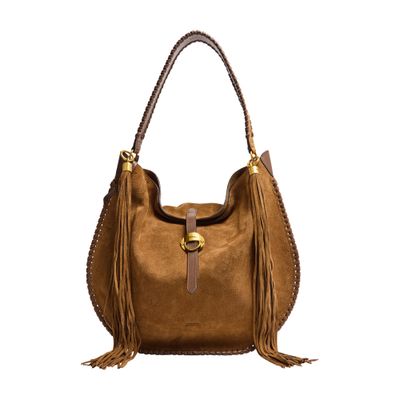 Isabel Marant Oskan Hobo Folk Shoulder Bag In Suede In Pink