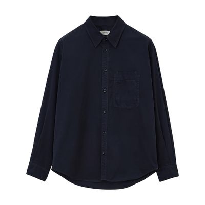 Valere バッグドレープ 刺繍入り リラックスフィット ロングシャツ 