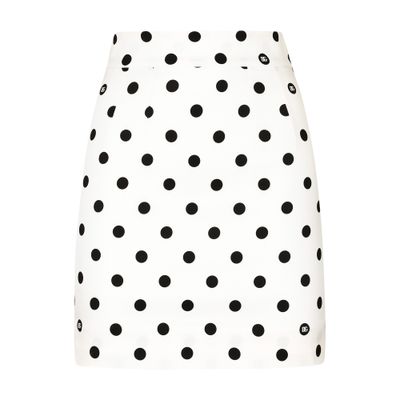 Dolce & Gabbana Gonna Corta In Charmeuse Stampa Pois In White