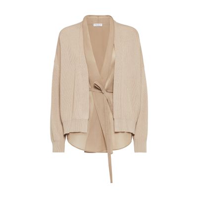 Brunello Cucinelli Cardigan With Multilayer In Beige