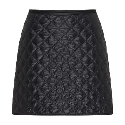 Moncler Quilted Black Skirt With Glossy Finish And Wrap Style In Black