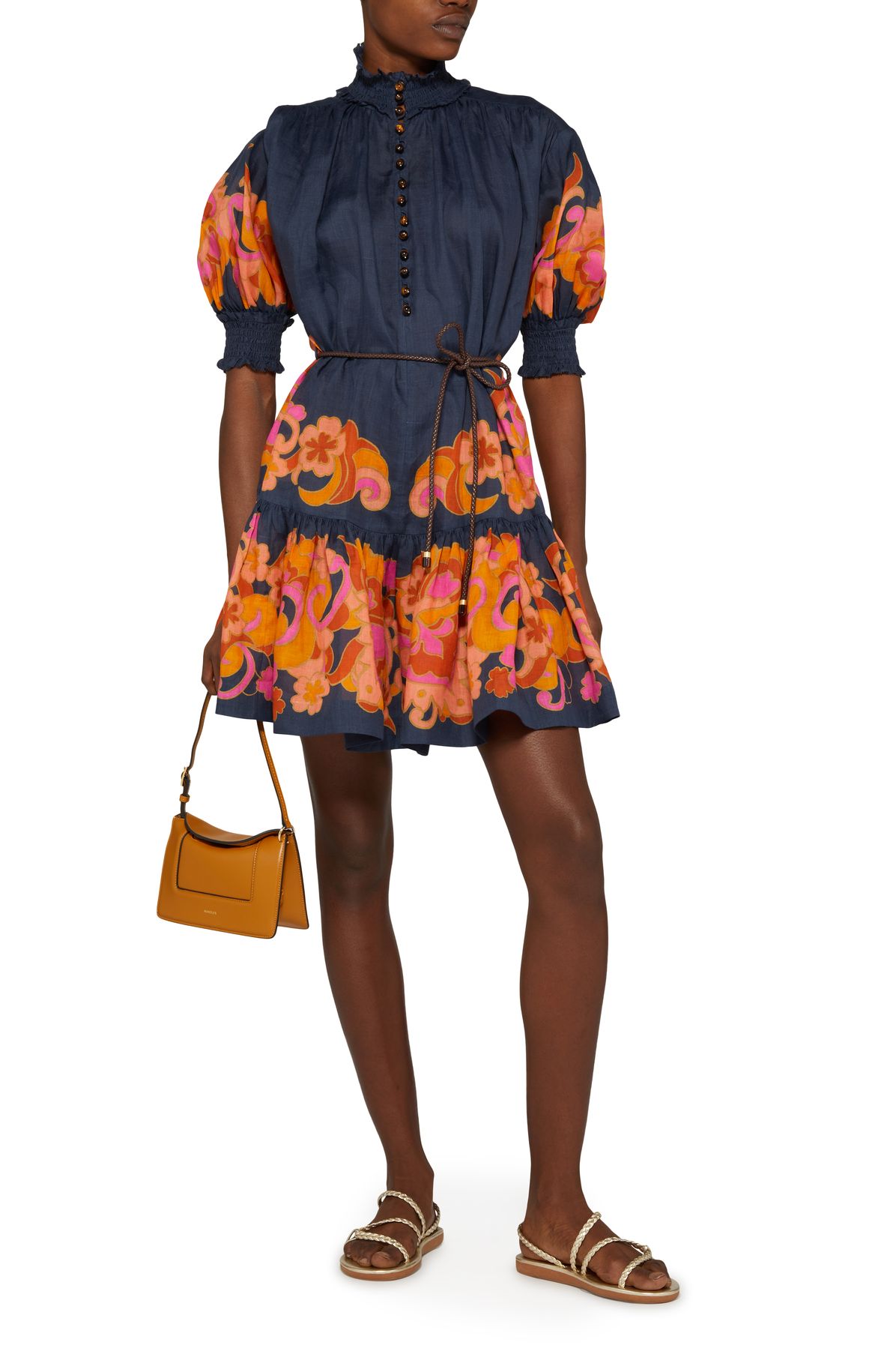 Zimmermann Acadian Paisley Belted Minidress in Navy Paisley | Smart Closet
