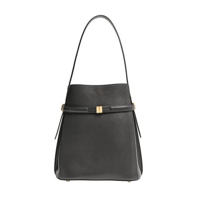 Totême Belted Leather Bucket Bag In Black