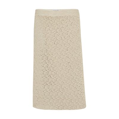 Bottega Veneta White Cotton Crochet Skirt In Beige