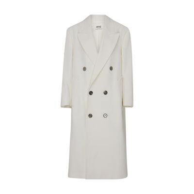 Ami Alexandre Mattiussi Oversize Double Breast Gabardine Coat In White