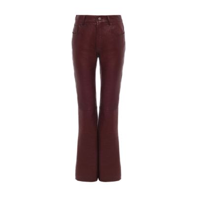 Chloé Leather Flare Pants In Burgundy