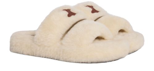 CELINE Celine fur triomphe open slide in shearling slides