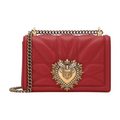 Dolce & Gabbana Medium Devotion Bag In Nappa Leather In Poppy Red