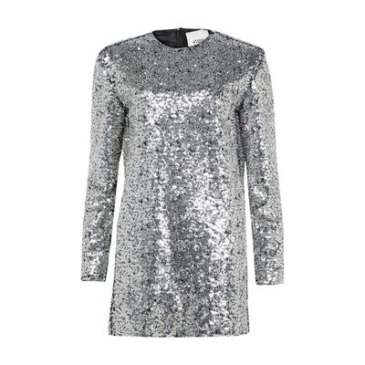 Isabel Marant Heliane Embellished Tulle Mini Dress In Silver