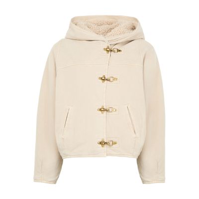 Isabel Marant Biane Teddy-lined Hooded Denim Jacket In Beige