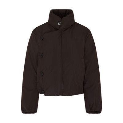 Lemaire Short Puffer Blouson Jacket Espresso In Brown